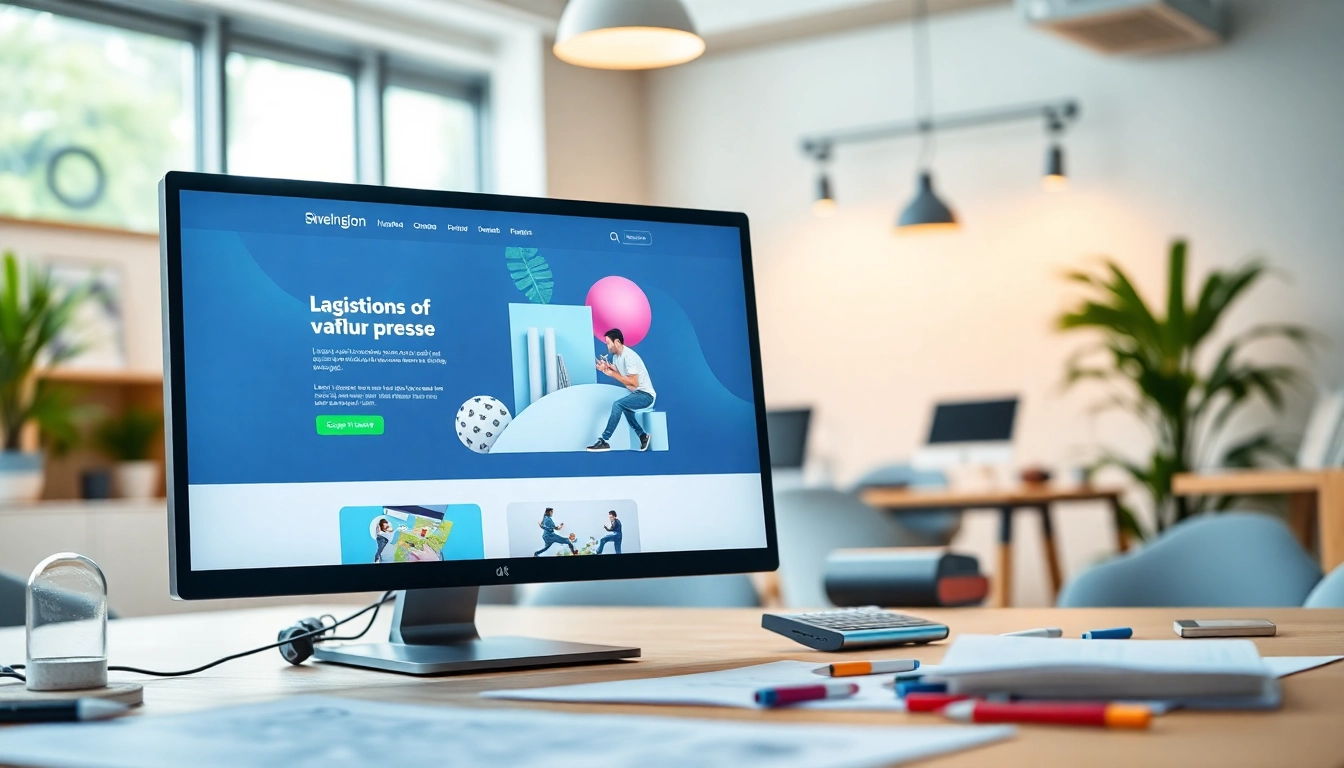 Engaging website design concept featuring a modern homepage layout on a computer screen.