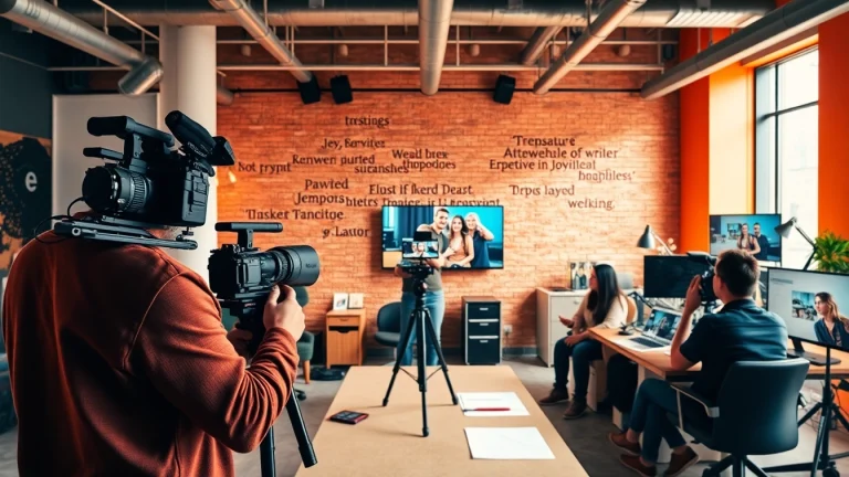Filmmaker creating vibrant branded content in a bright and dynamic studio environment.