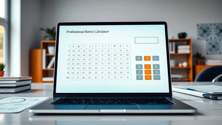 Utilize the Matrix Calculator to perform complex matrix operations effortlessly on a sleek laptop screen.