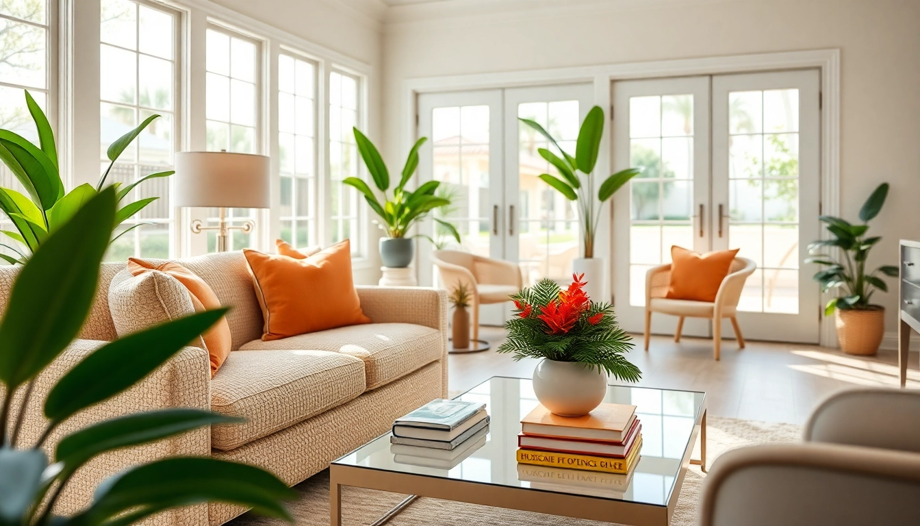 Highlighting Florida home styling in a chic living room with bright decor and natural light.