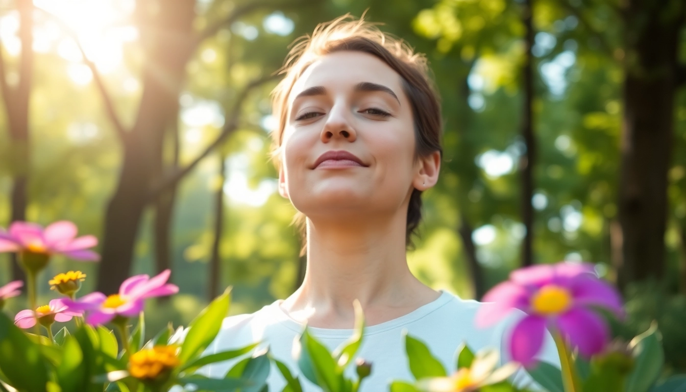 Individual meditating to relieve anxiety in a peaceful park environment