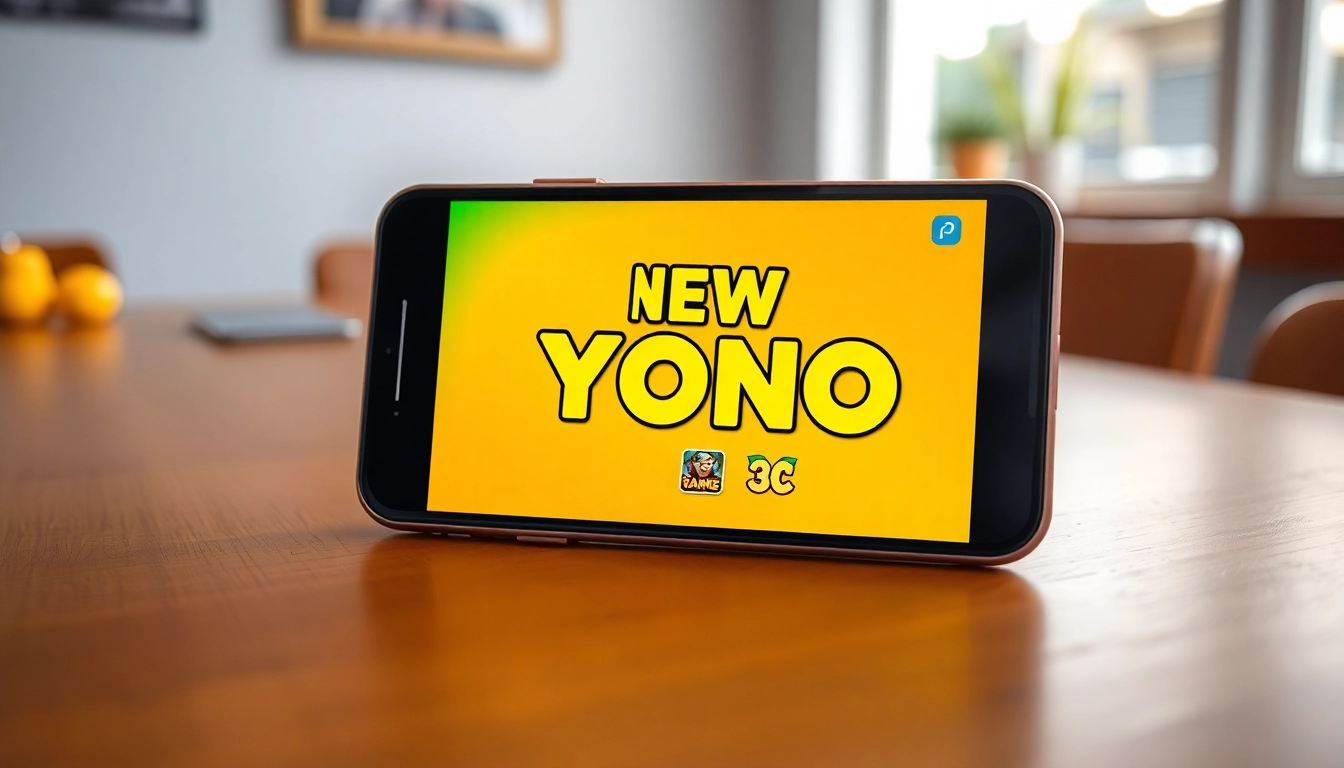Explore the NEW YONO APP with visually appealing game icons on a mobile screen for engaging gaming.