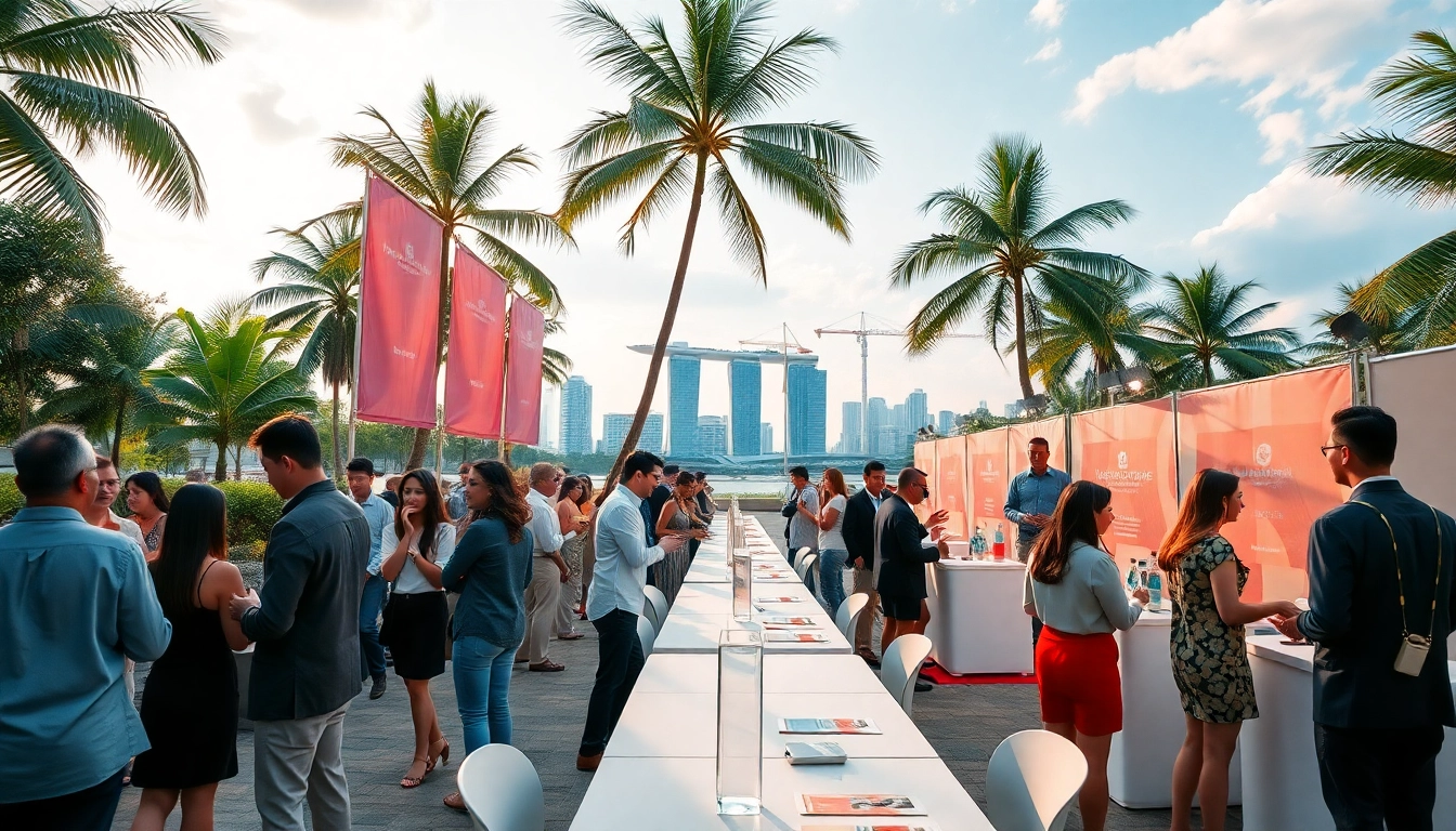 Engaged attendees at an event company in Singapore showcasing outdoor activities and vibrant decor.