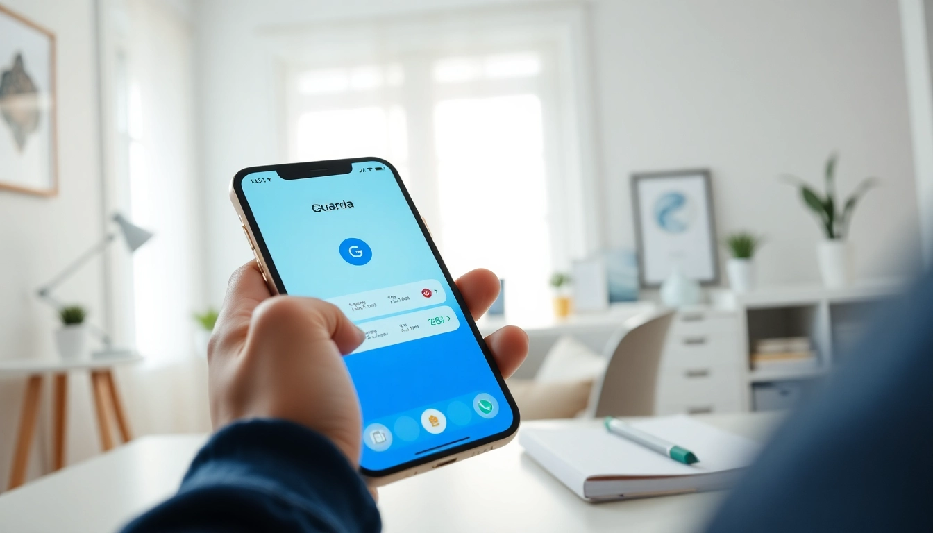 Manage cryptocurrencies securely with guarda wallet displayed on a smartphone in an inviting workspace.