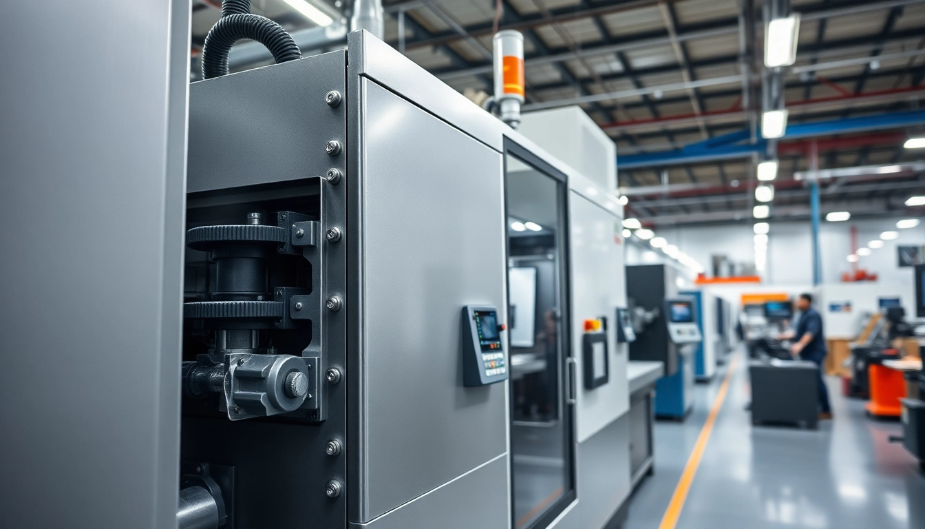 Enhance production efficiency with a plastic injection molding machine in action.