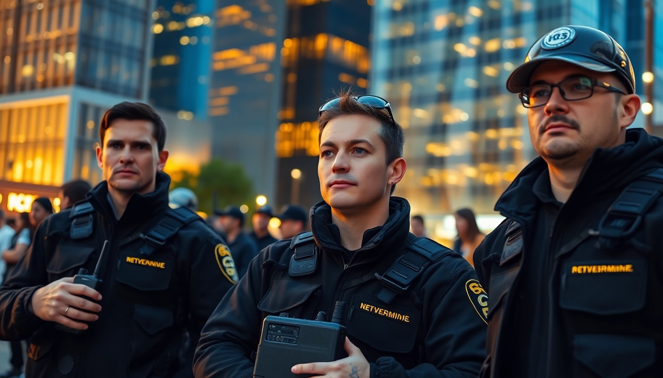 Security Guards Coventry monitoring an urban environment, ensuring safety at an event.