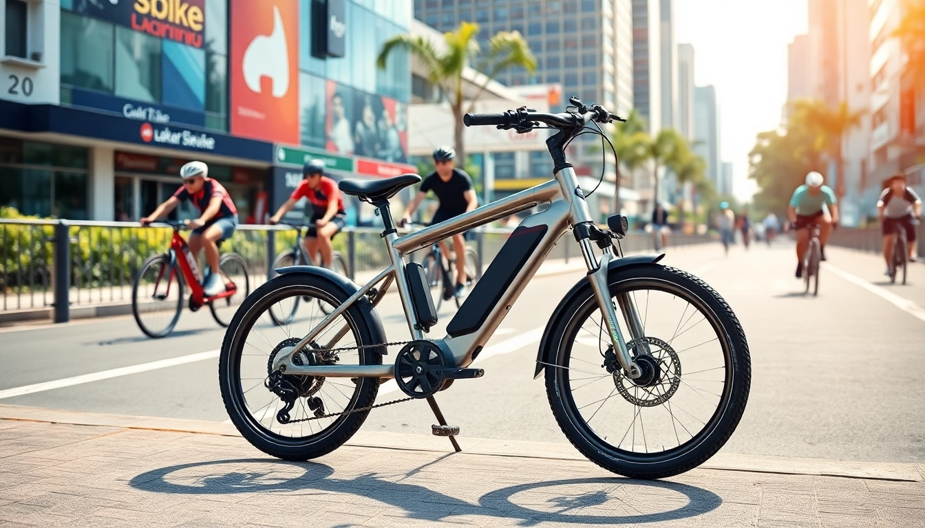 Experience Ebike Singapore with a modern electric bike on vibrant urban streets, showcasing its sleek design.
