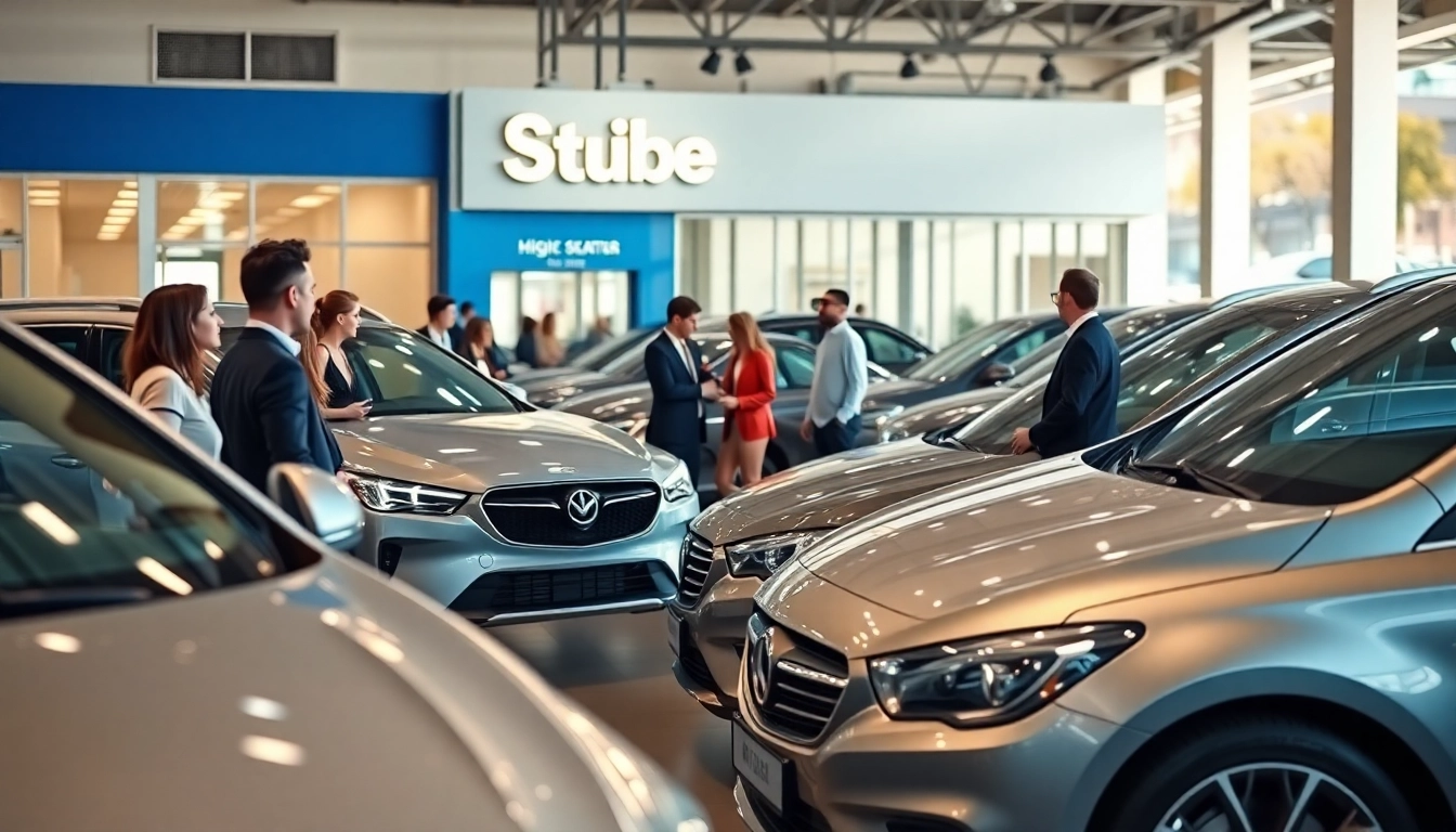 Skup samochodów Katowice - Zespół fachowców obsługujących klientów przed salonem samochodowym.