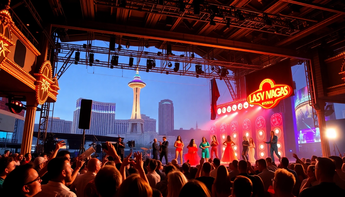Captivating scene of an energetic matinee vegas show with performers and enthusiastic audience members.