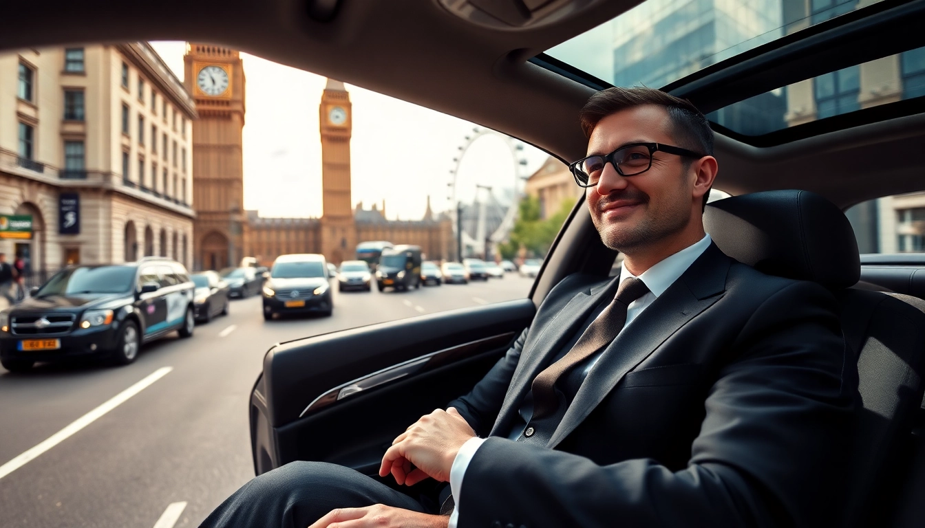 Experience premium service with a private chauffeur London in a luxurious car amidst iconic landmarks.