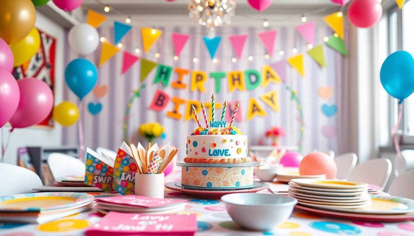 Celebrate a customizable birthday party with vibrant decorations and personalized supplies.
