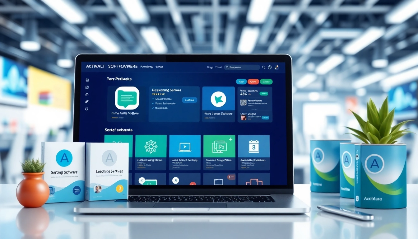 Explore software products on https://digitalsoftwaremarkett.com through engaging digital marketplace illustration.