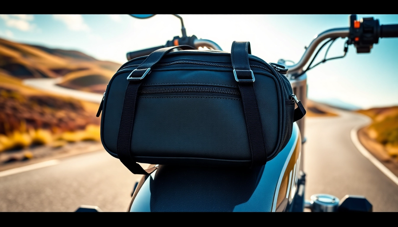 Enhance your ride with a small motorcycle tank bag, showcasing stylish design and durability.