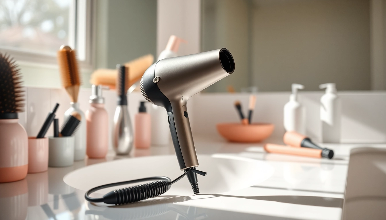 Enhance your styling with the best hair dryer, showcasing features on a stylish countertop.