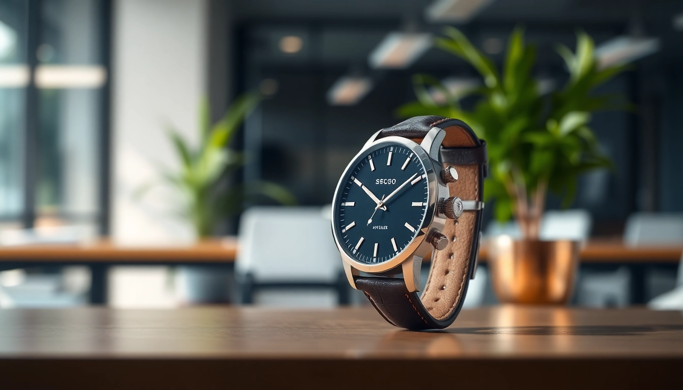 Herren Armbanduhr in elegant Umgebung gekonnt präsentiert, die stilvoll wirkt.