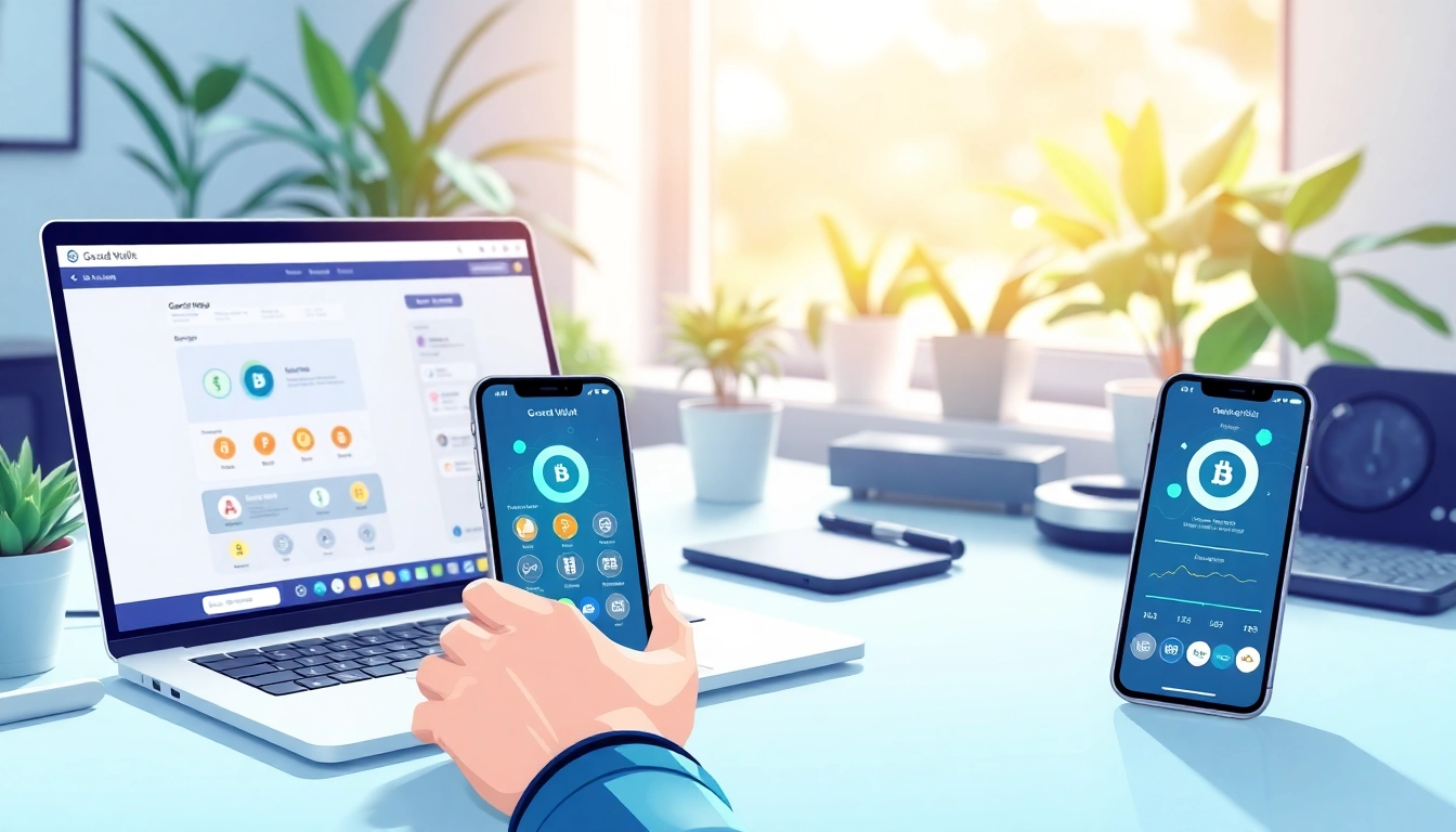 User interacting with the guarda wallet interface on devices, showcasing a modern and secure crypto management experience.