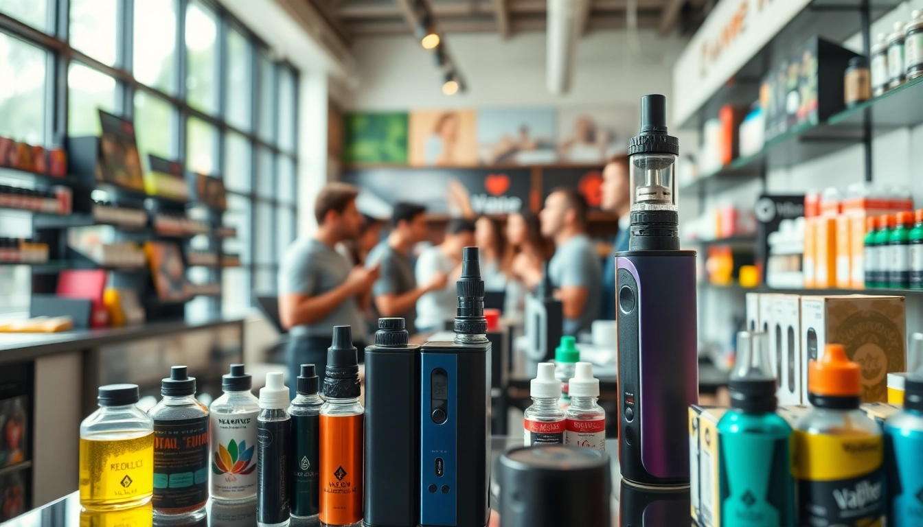 VAPE専門店のモダンな環境で、製品を紹介する様子
