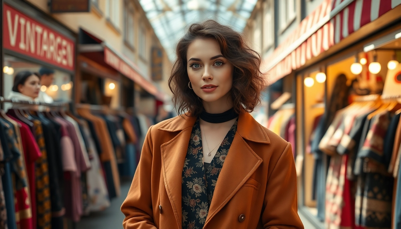 Shopping for unique vintage clothing Copenhagen in a bustling Copenhagen street market.
