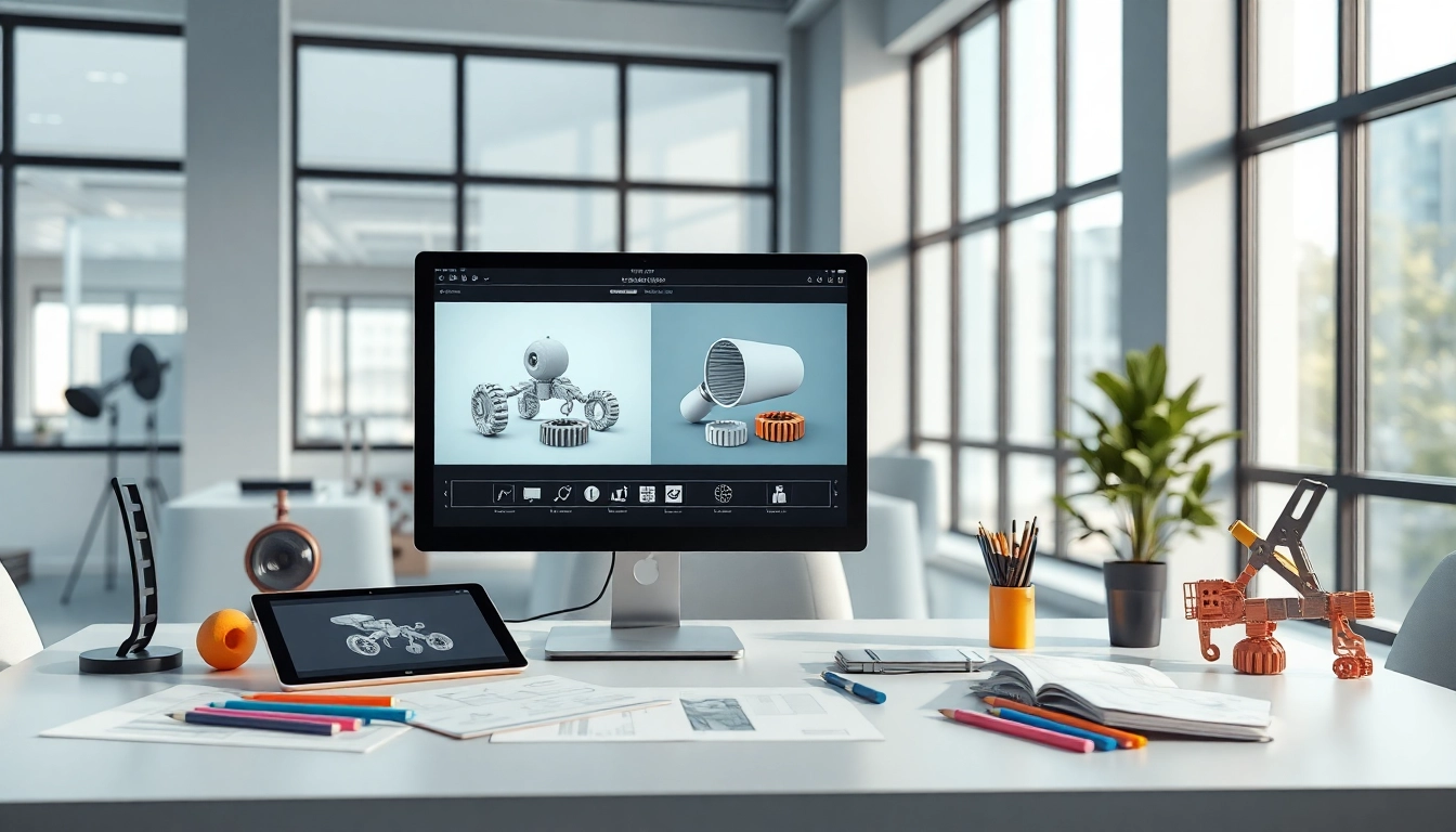 Erstellen von 3d visualisierung mit detaillierten Modellen am Arbeitsplatz.